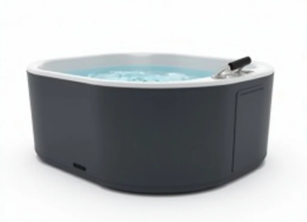 Modern cold plunge tub with integrated chiller unit sleek dark finish
