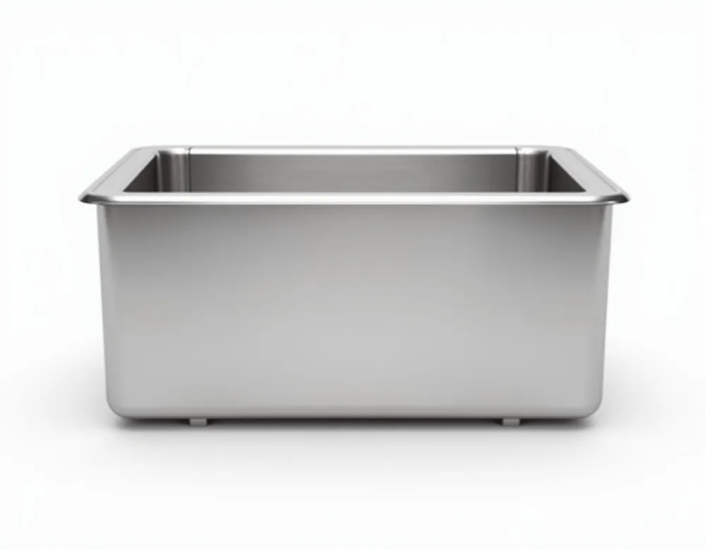 Compact rectangular stainless steel ice bath with insulated lid